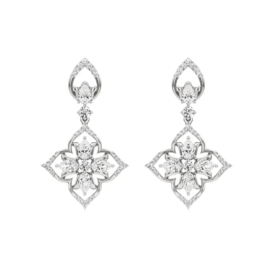 Flora | Pear & Round Lab-Grown Diamond Earrings - Nivara