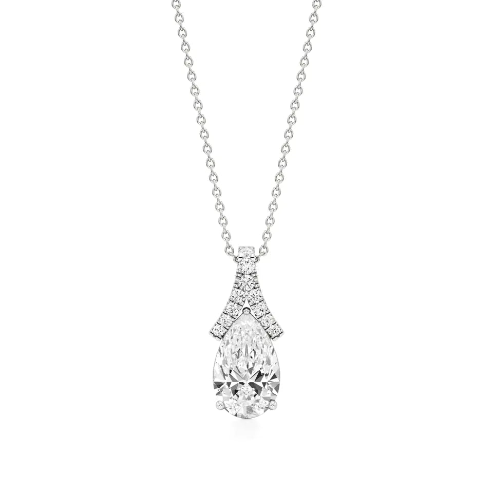Anek | Pear Solitaire with Round Lab Grown Diamonds Tear Drop Pendant