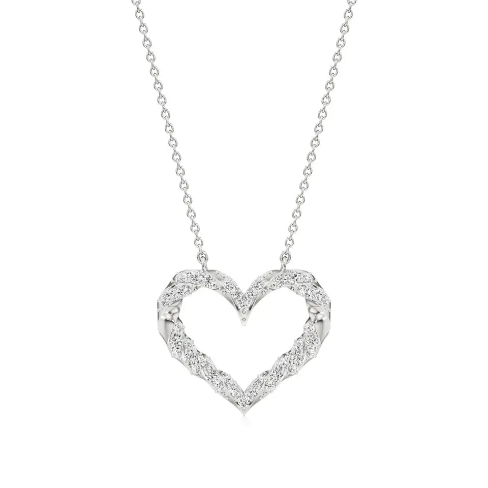 Sneh | Round Lab Grown Diamonds Twisted Heart Pendant - Nivara