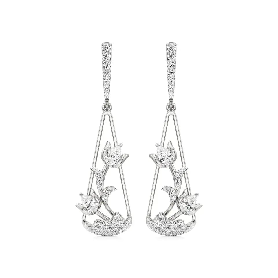 Flora | Pear & Round Lab-Grown Diamond Dangle Earrings - Nivara