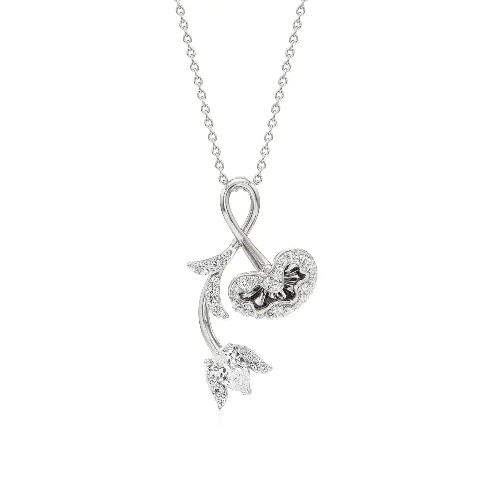 Flora | Pear & Round Lab Grown Diamonds Lotus Petals Pendant - Nivara