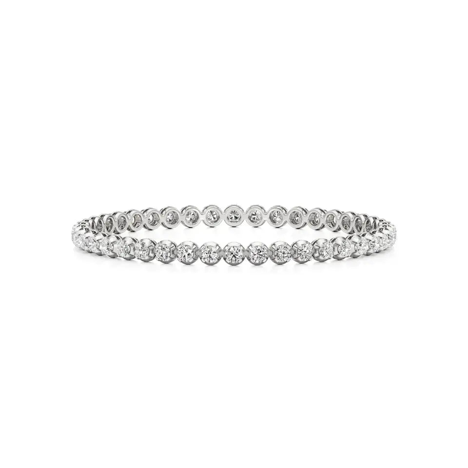 Ishar | Round Lab Grown Diamonds Buttercup Setting Tennis Bangle - Nivara