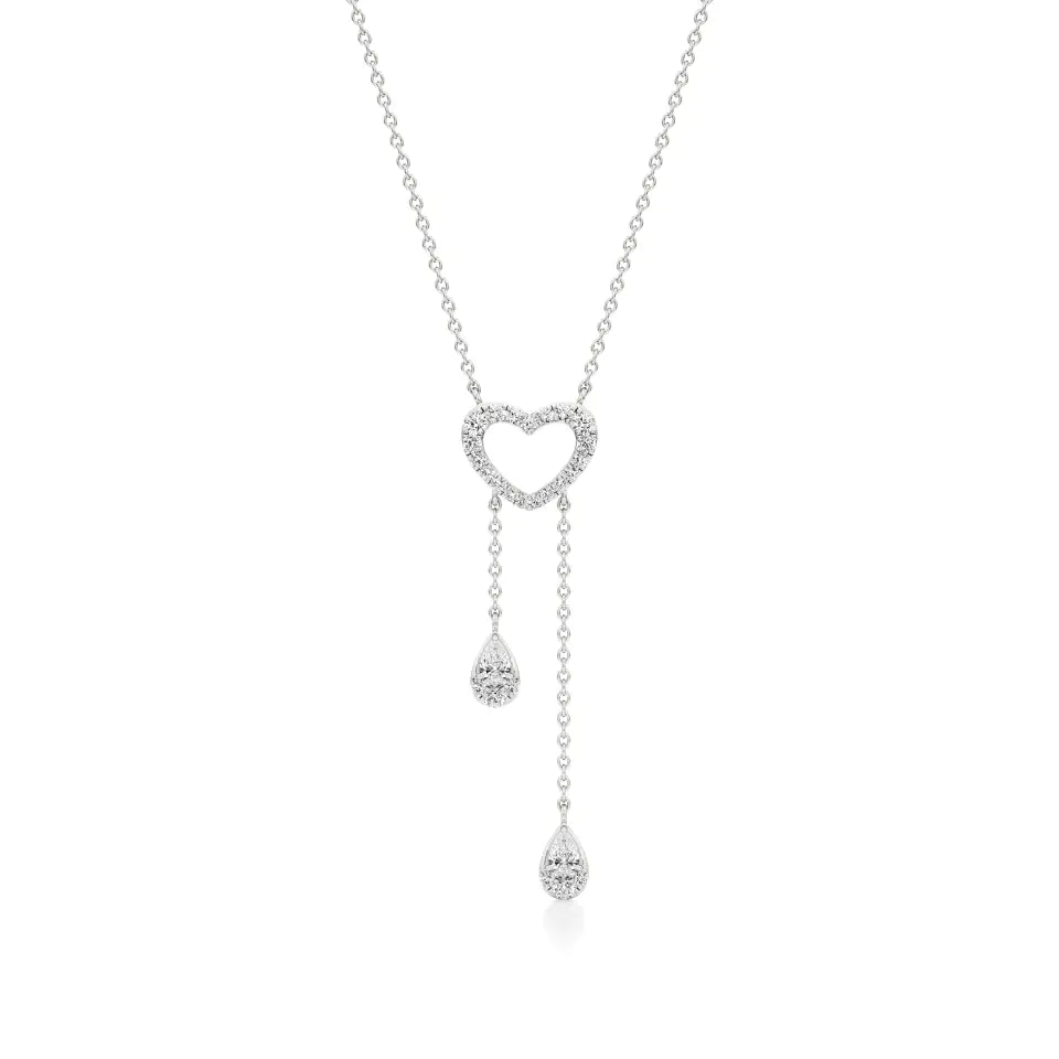 Sneh | Pear & Round Lab Grown Diamonds Heart Necklace