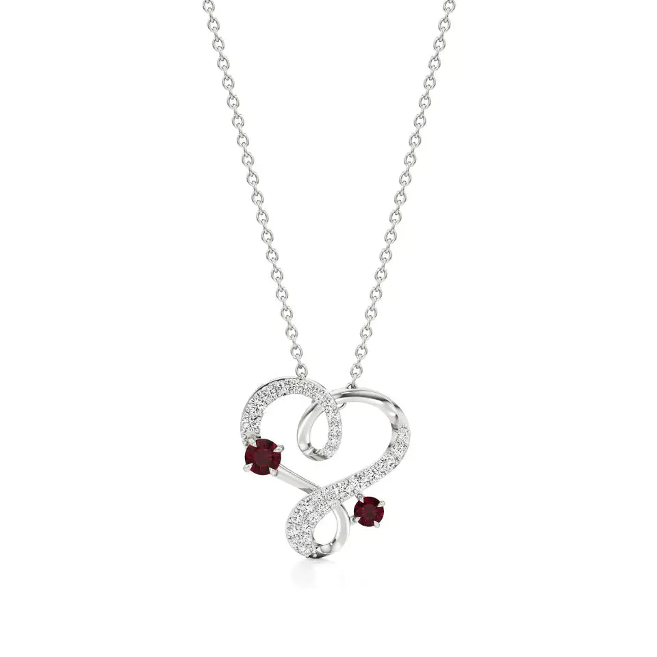 Sneh | Ruby & Round Lab Grown Diamonds Heart Pendant - Nivara