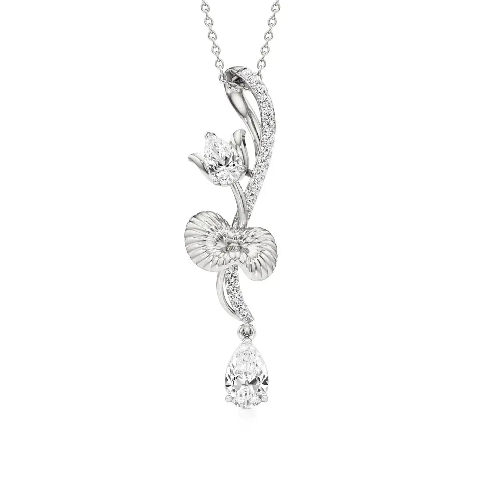 Flora | Pear & Round Lab Grown Diamonds Pendant - Nivara