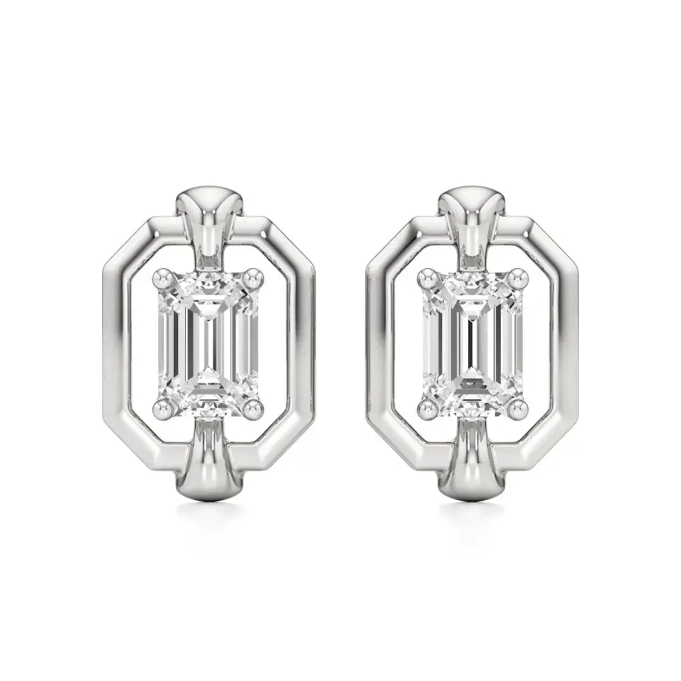 Mode | Emerald-Cut Solitaire Lab-Grown Diamond Studs - Nivara