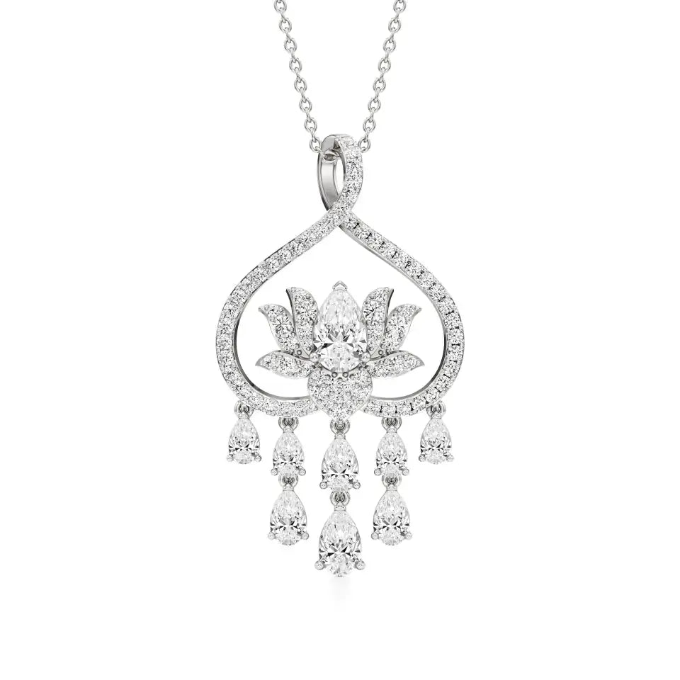 Flora | Pear & Round Lab Grown Diamonds Lotus Pendant - Nivara
