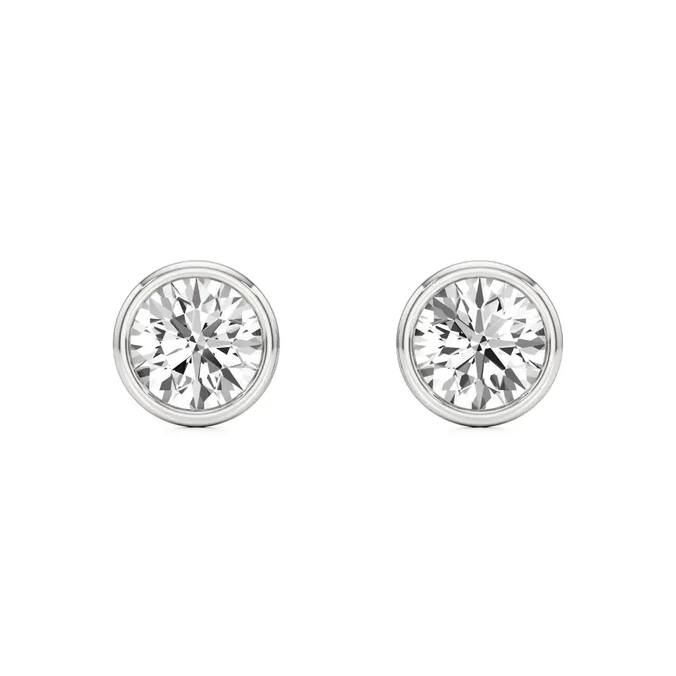 Mirage | Round Lab-Grown Diamond Studs with Bezel Setting - Nivara