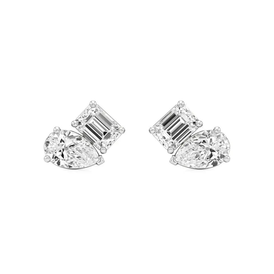 Toi et Moi | Pear & Emerald Lab-Grown Diamond Stud Earrings - Nivara