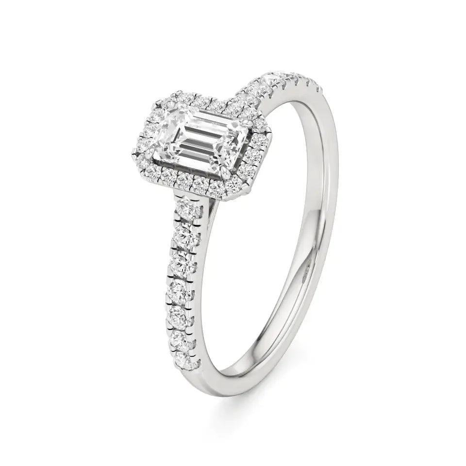 Mira | Emerald Lab-Grown Diamond Halo Ring - Nivara