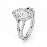 Mira | Marquise Cut Solitaire with Halo around it - Nivara