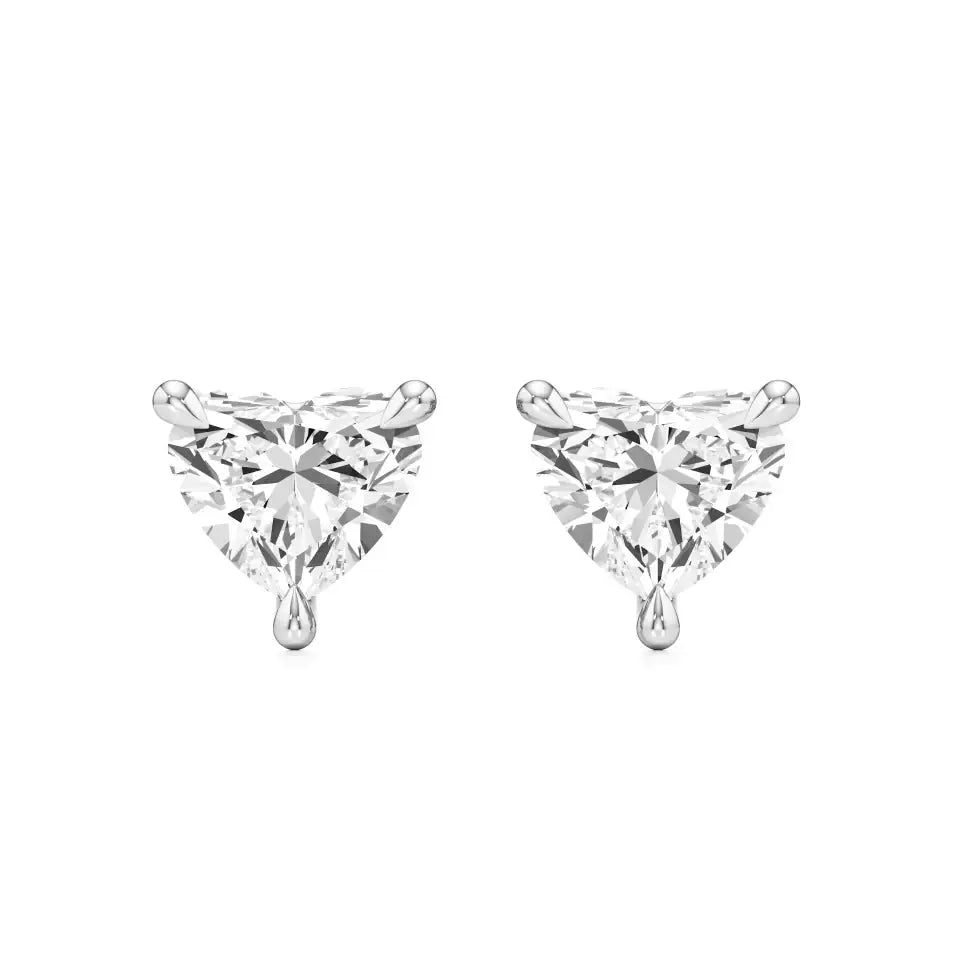 Sia | Three Prong Studs with Heart Shaped Solitaire Lab-Grown Diamond - Nivara