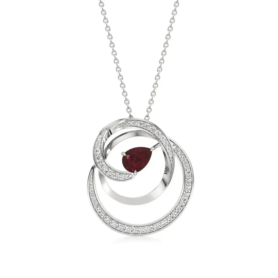 Mode | Pear-Cut Ruby & Round Diamonds Spiral Pendant - Nivara