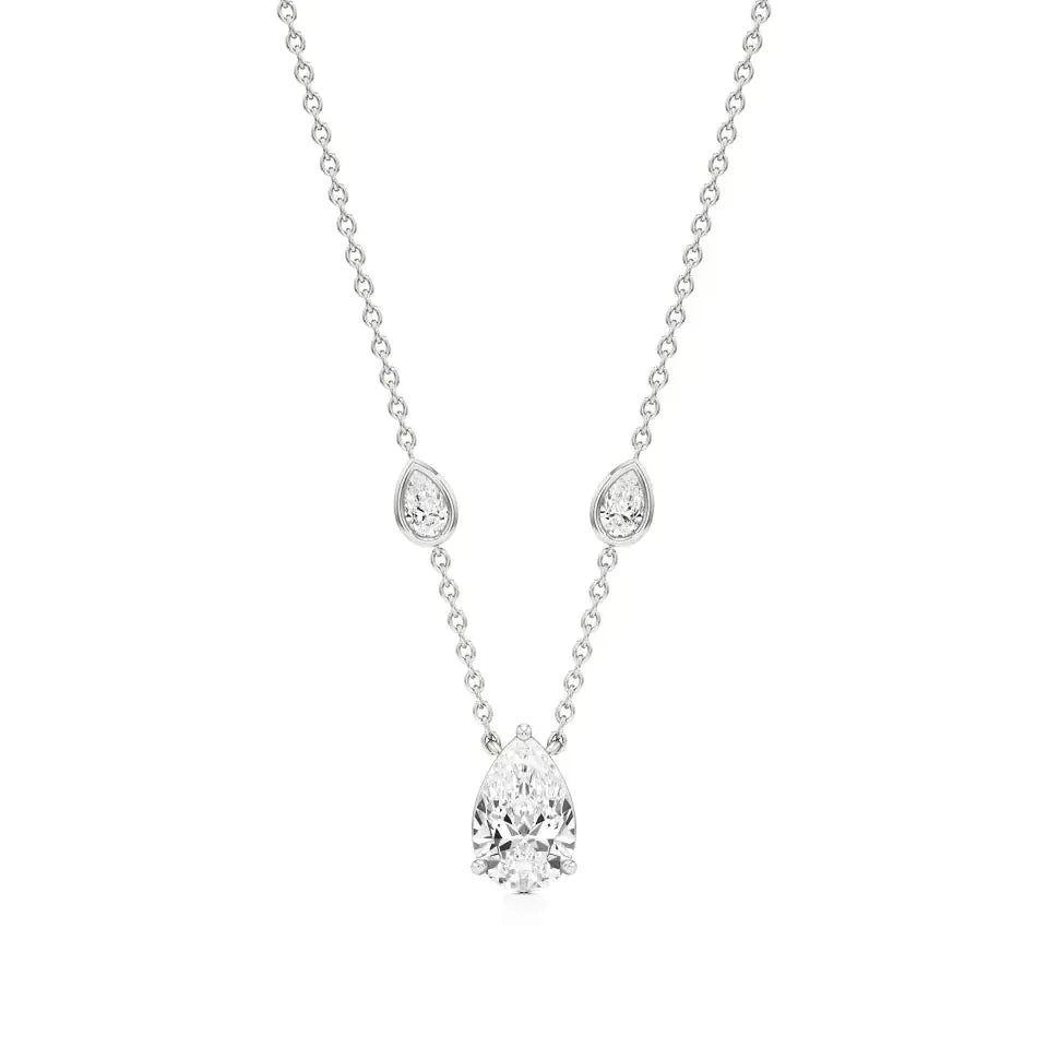Mode | Pear Solitaire Lab Grown Diamond with 3-Prong Setting Pendant - Nivara