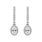 Mira | Oval & Round Lab-Grown Diamond Halo Dangle Earrings - Nivara