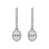 Mira | Oval & Round Lab-Grown Diamond Halo Dangle Earrings - Nivara