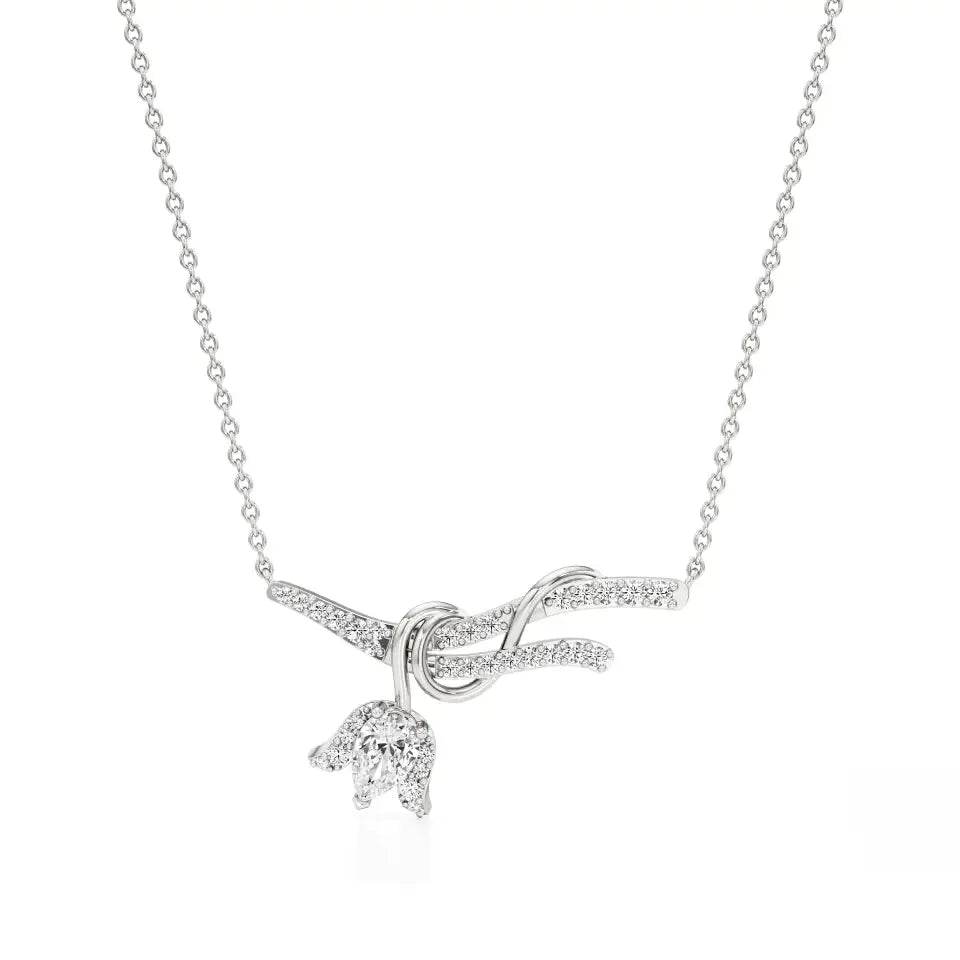 Mode | Pear & Round Lab Grown Diamonds with Lotus Motif Pendant - Nivara