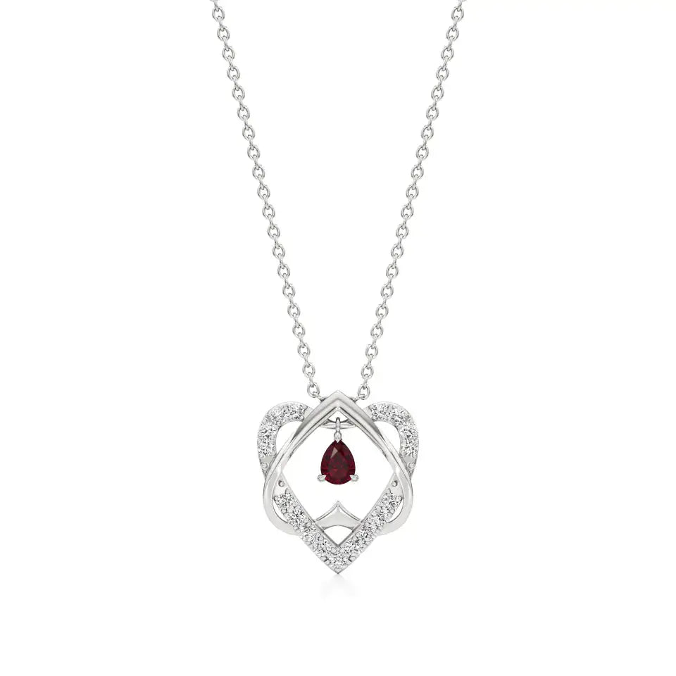 Sneh | Pear-Cut Ruby & Round Diamonds Pendant - Nivara