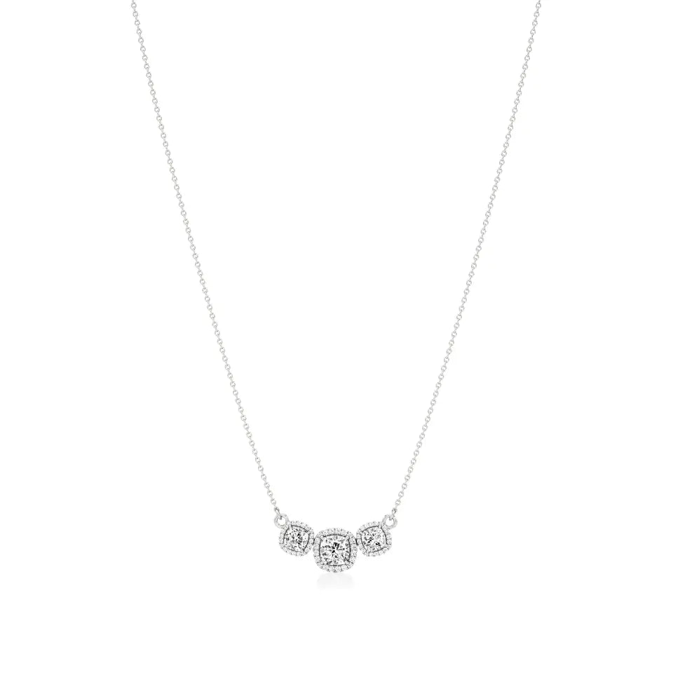 Elina | Cushion Lab Grown Diamonds with Halo Necklace