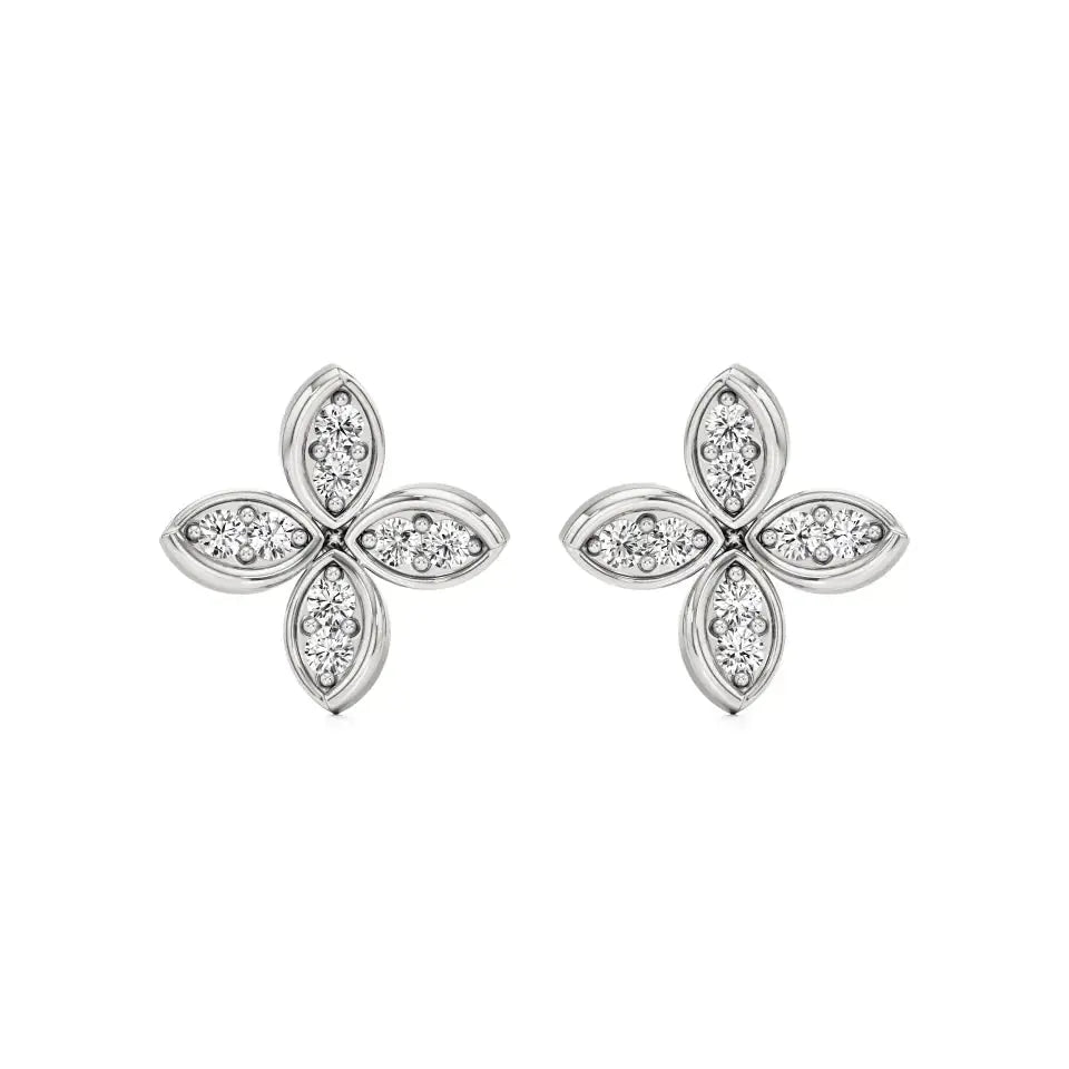 Flora | Round Lab-Grown Diamonds Floral Studs - Nivara