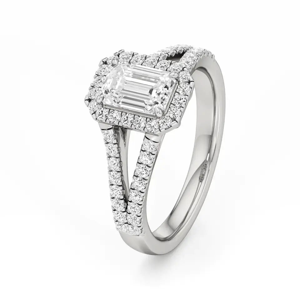 Mira | Round & Emerald Lab-Grown Diamond Halo Ring - Nivara
