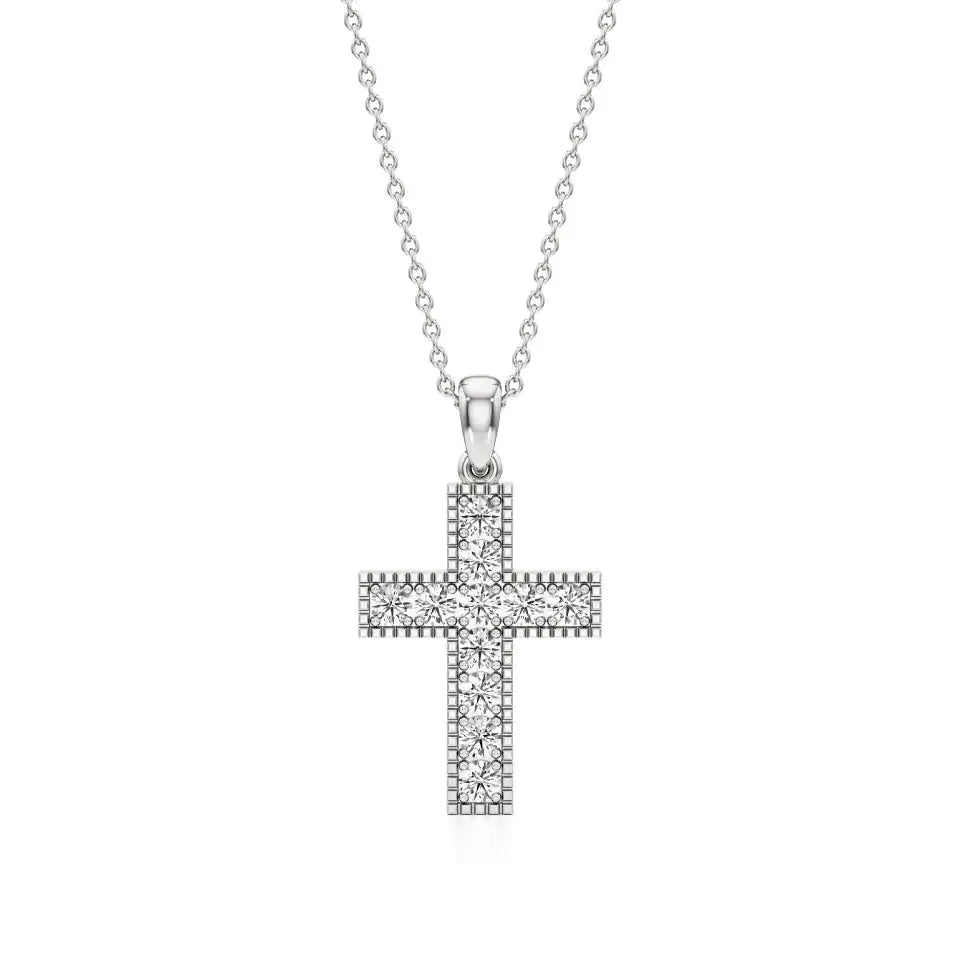 Aura | Round Lab Grown Diamonds Cross Pendant - Nivara