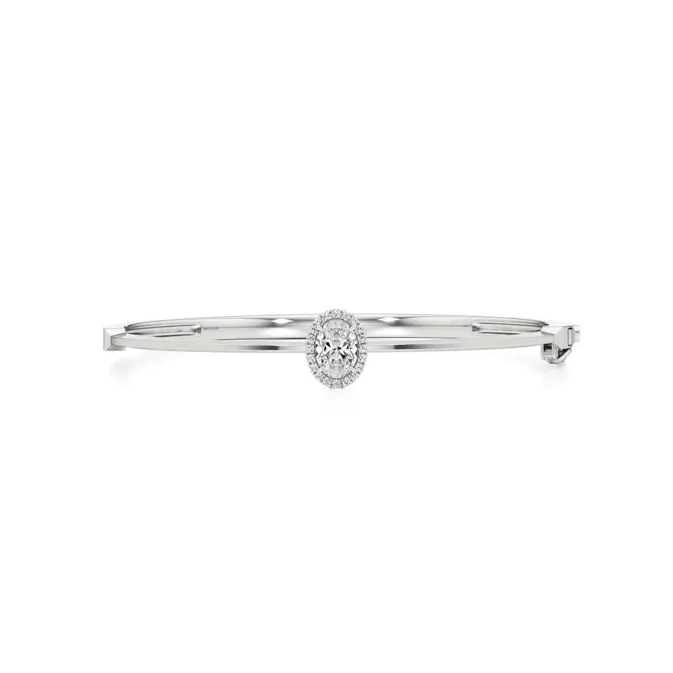 Mira | Oval Lab Grown Diamond Halo Design Oval Bangle - Nivara