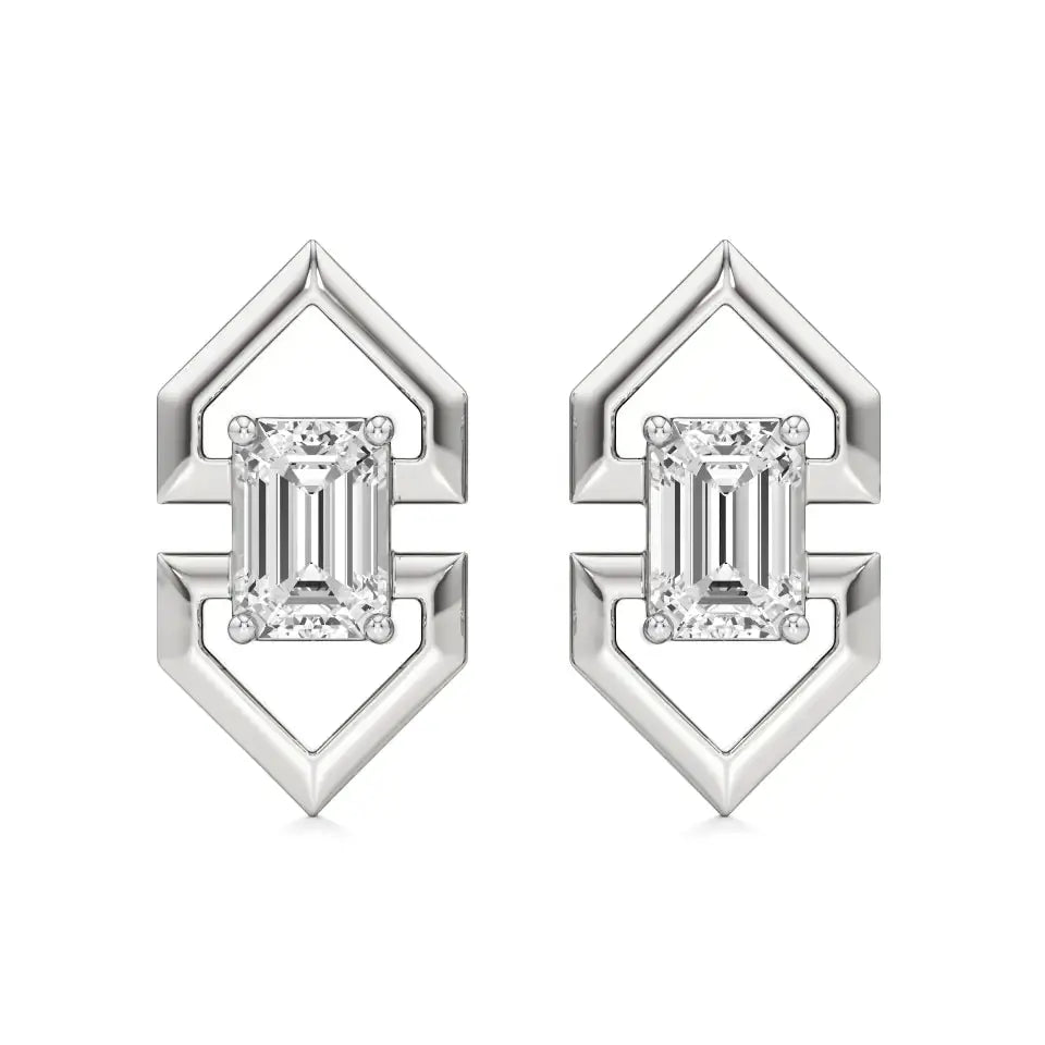 Mode | Emerald Solitaire Lab-Grown Diamond Studs - Nivara