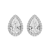 Mira | Pear-Cut Solitaire Lab-Grown Diamond with Halo Studs - Nivara