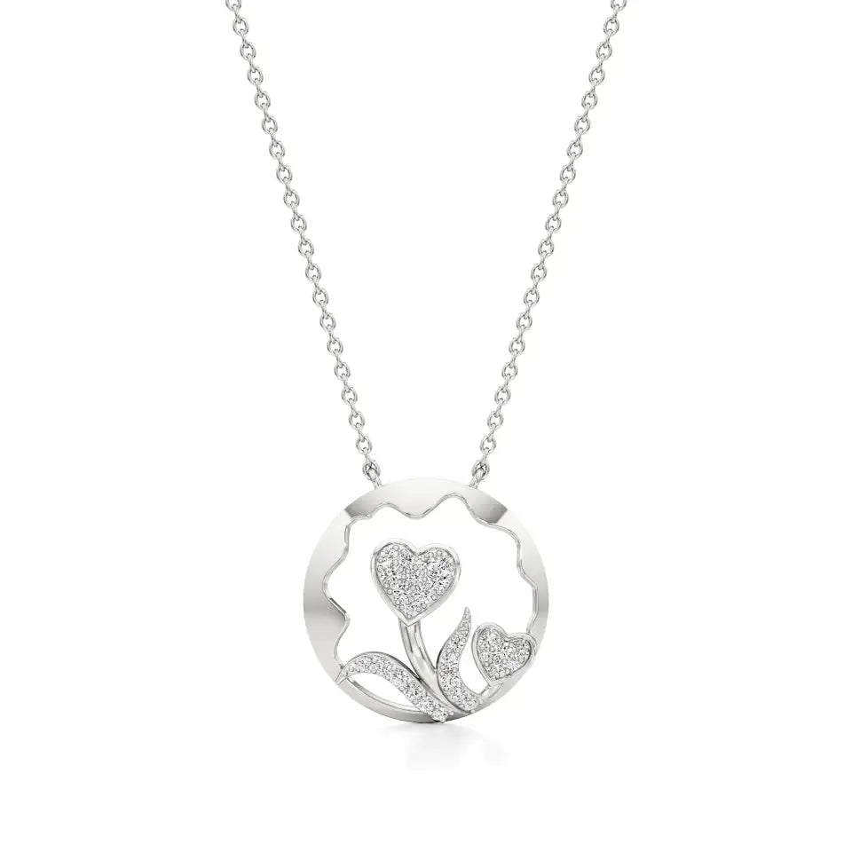 Sneh | Round Lab Grown Diamonds Dual Heart Pendant - Nivara