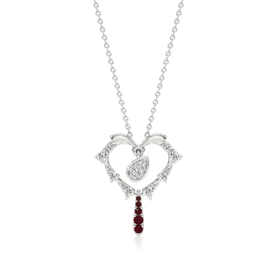 Sneh | Round Lab Grown Diamonds with Ruby Heart Pendant - Nivara