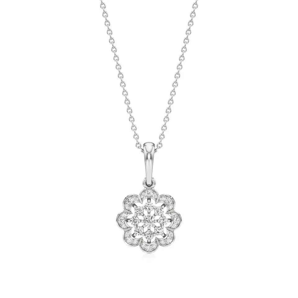 Flora | Round Lab Grown Diamonds Floral Pendant - Nivara