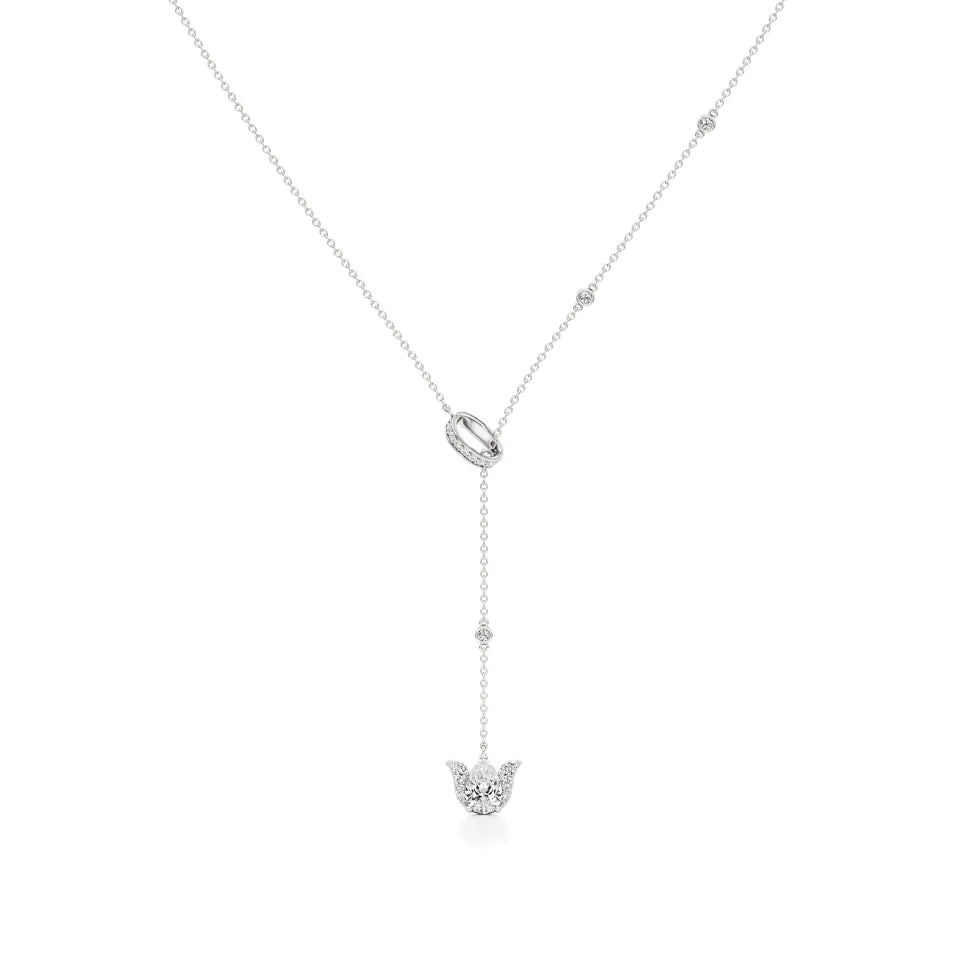 Flora | Pear & Round Lab Grown Diamonds Lotus Petals Necklace