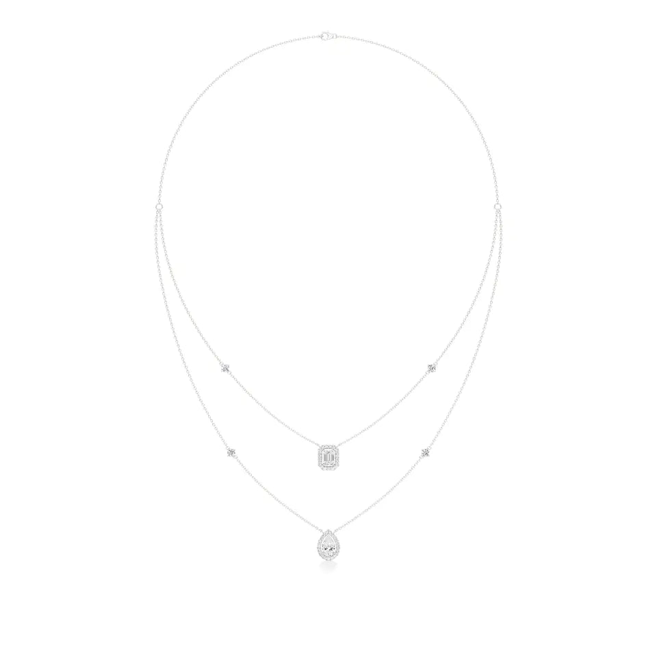 Mira | Emerald & Pear Lab Grown Diamond with Halo  Necklace