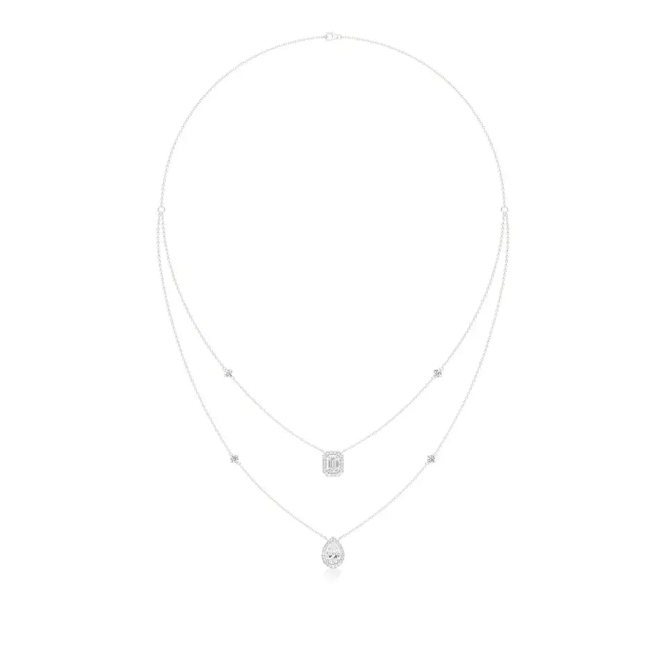 Mira | Emerald & Pear Lab Grown Diamond with Halo  Necklace - Nivara