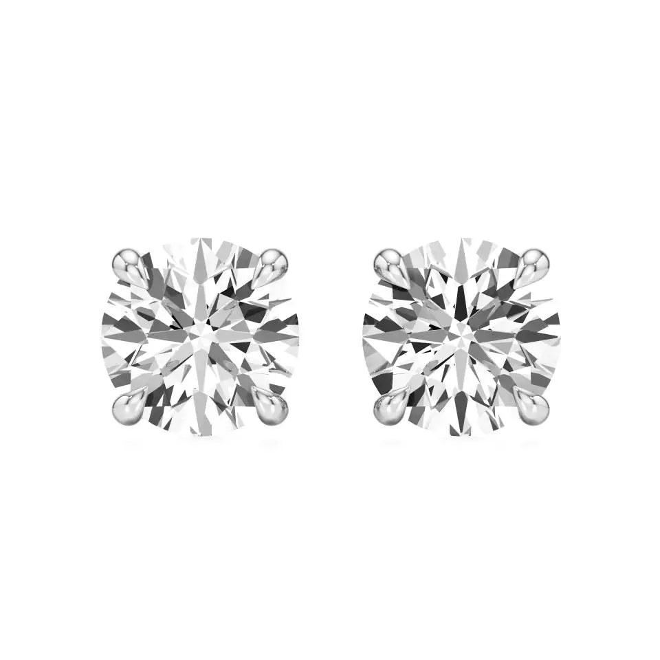 Thea | Four Prong Studs with Round Lab-Grown Diamond - Nivara