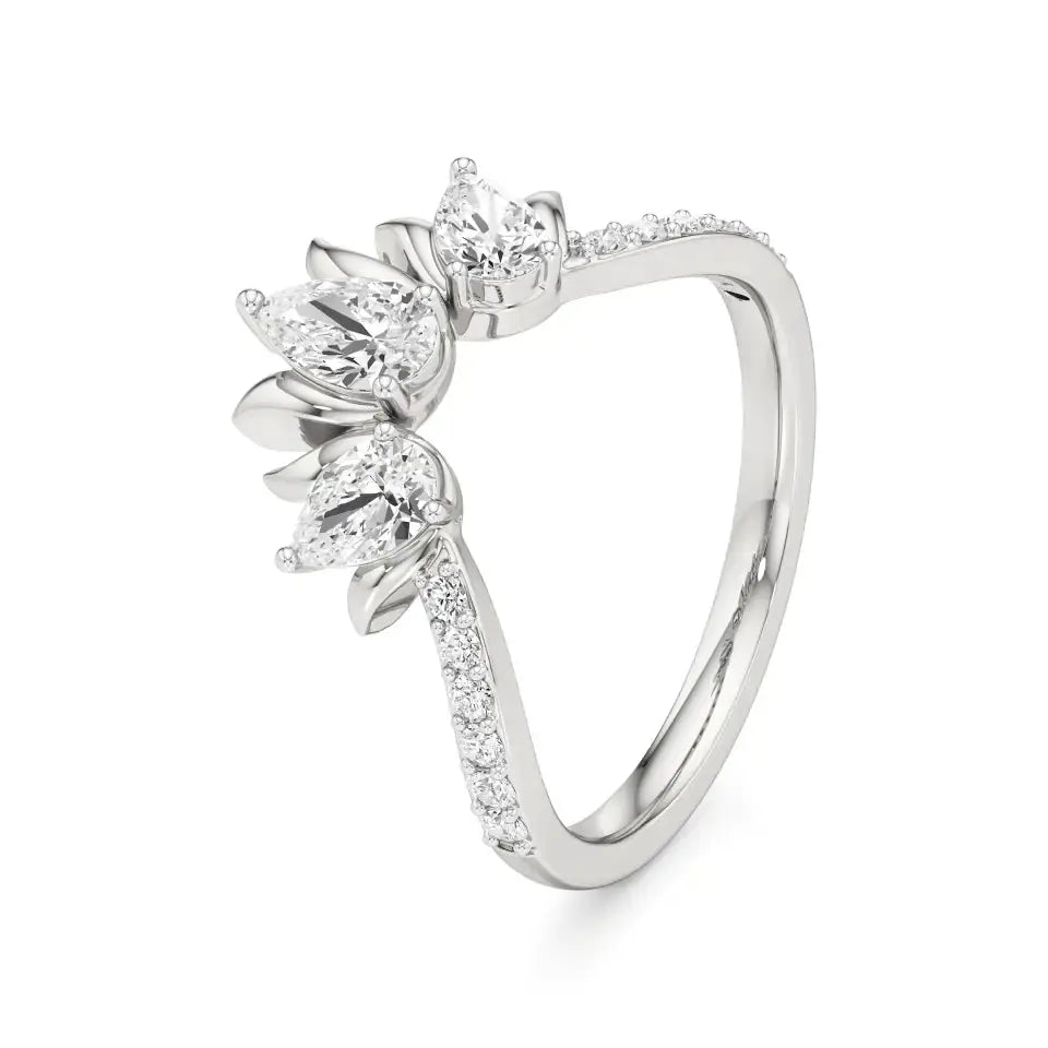 Flora | Round & Pear Lab-Grown Diamond Ring with Pav�� Accents - Nivara