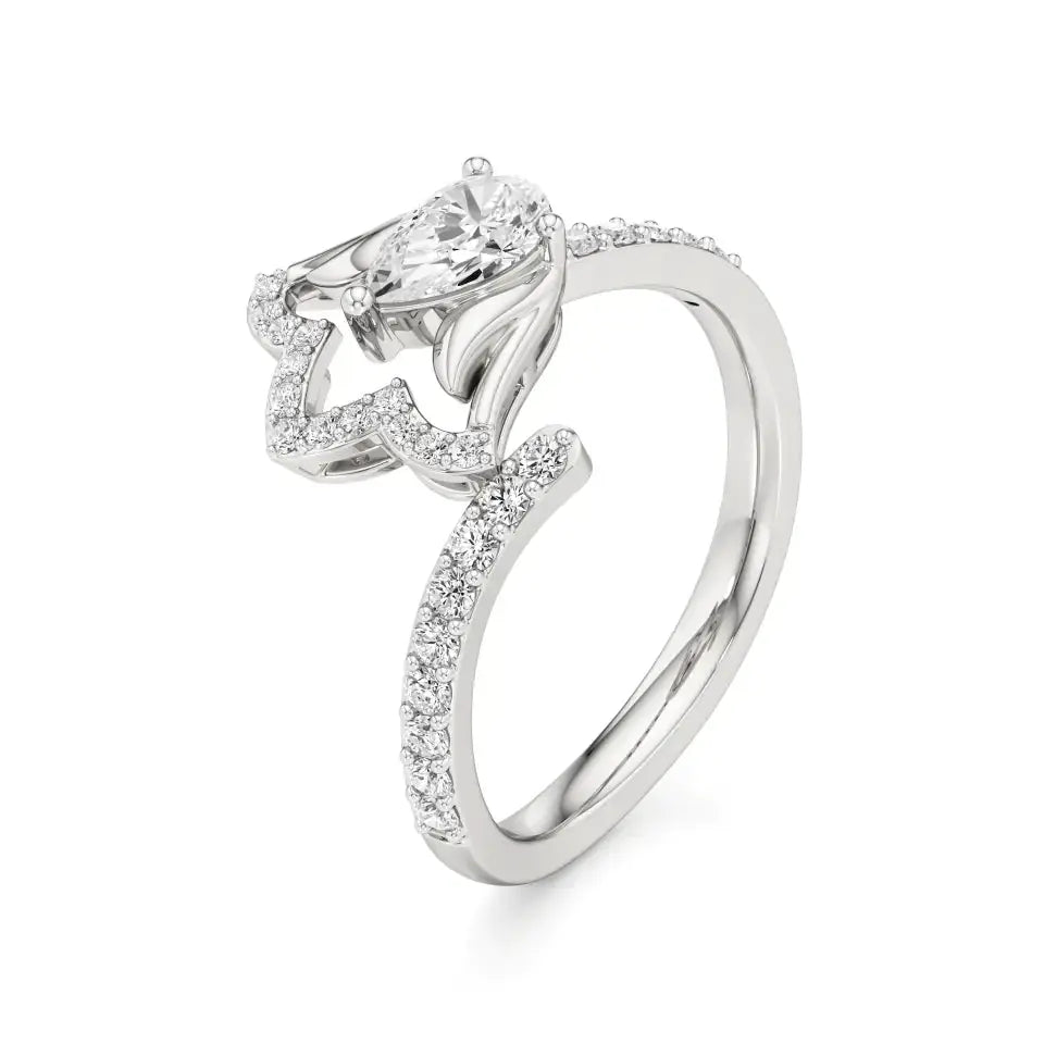 Flora | Round & Pear Lab-Grown Diamond Ring with Pav�� Accents - Nivara