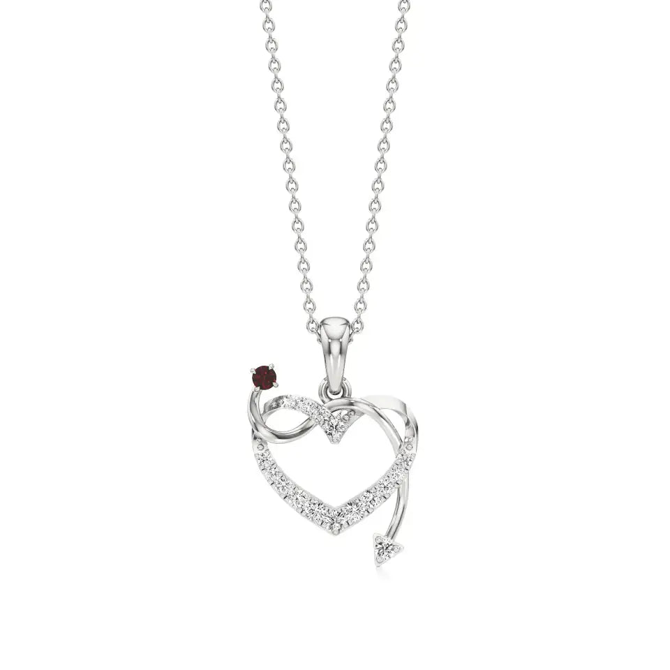 Sneh | Elegant Round Lab Grown Diamonds with Ruby Accent Heart Pendant - Nivara