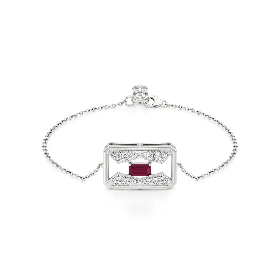 Rupak | Ruby Accented Round Lab Grown Diamonds Chain Bracelet - Nivara