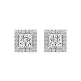 Mira | Princess-Cut Solitaire Lab-Grown Diamond with Halo Studs - Nivara