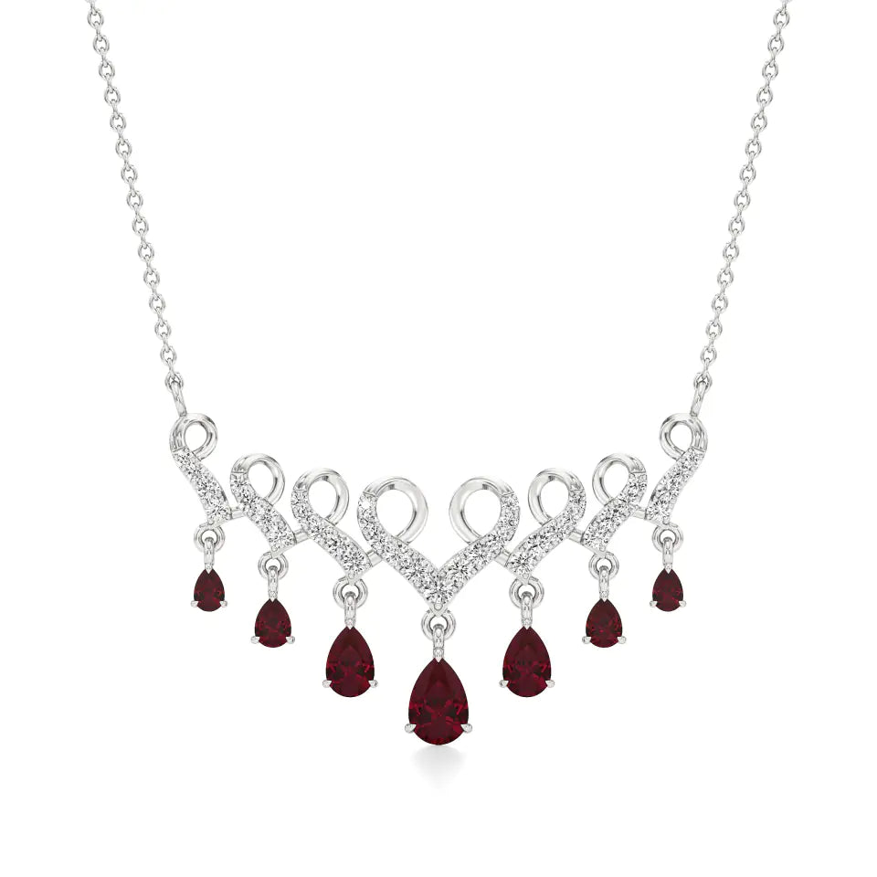 Anek | Round Lab Grown Diamonds & Pear-Cut Rubies Pendant