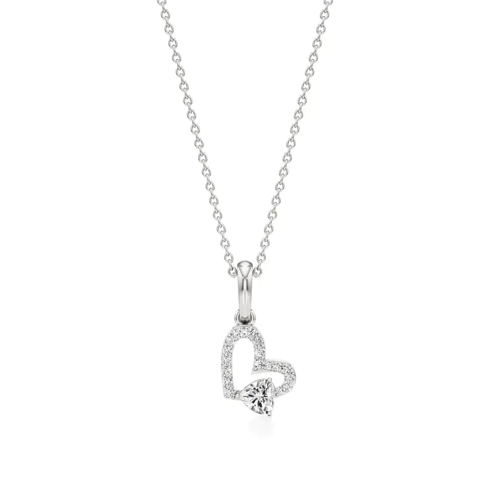 Sneh | Classic Heart & Round Lab Grown Diamonds Pendant - Nivara