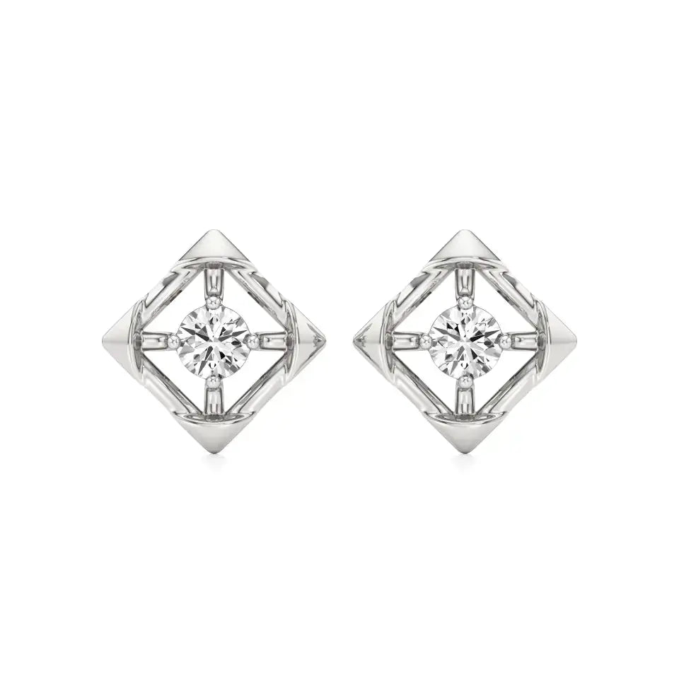 Nora | Round Solitaire Lab-Grown Diamond Square Studs - Nivara