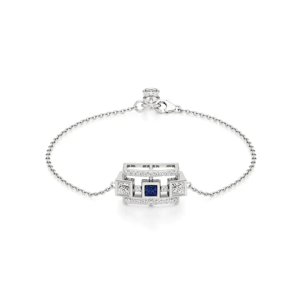 Rupak | Elysian Sapphire Accented Round Lab Grown Diamonds Chain Bracelet - Nivara