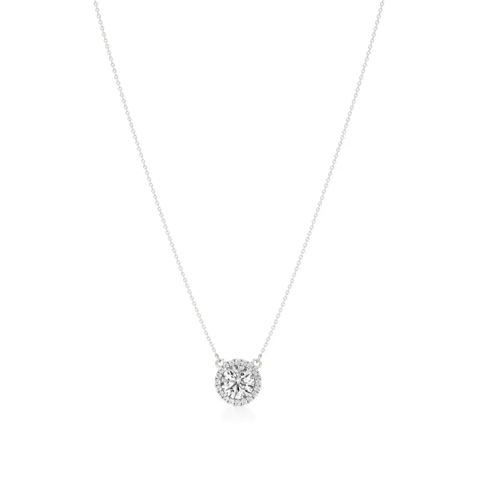 Mira | Round Lab Grown Diamond with Halo Necklace - Nivara