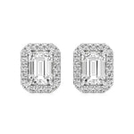 Mira | Emerald-Cut Solitaire Lab-Grown Diamond with Halo Studs - Nivara