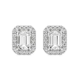 Mira | Emerald-Cut Solitaire Lab-Grown Diamond with Halo Studs - Nivara