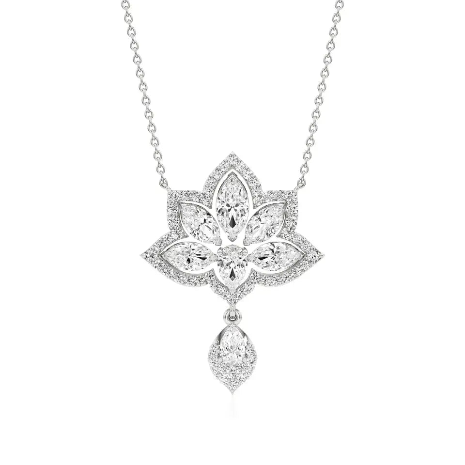 Flora | Pear, Marquise & Round Lab Grown Diamonds Floral Pendant - Nivara
