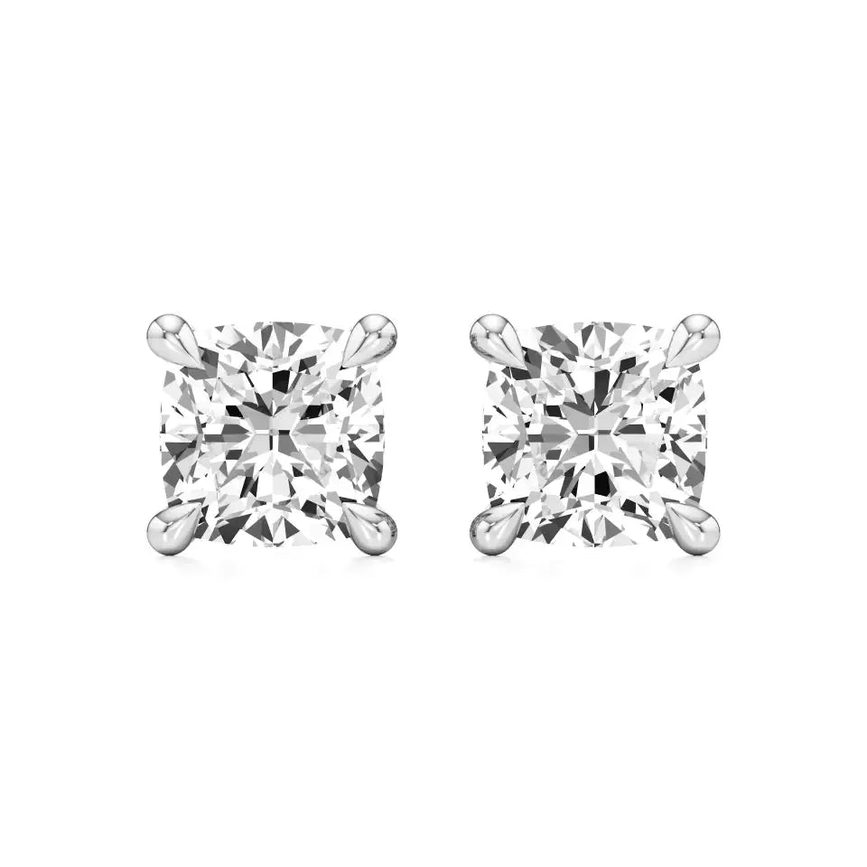Thea | Four Prong Studs with Cushion-Cut Solitaire Lab-Grown Diamond - Nivara